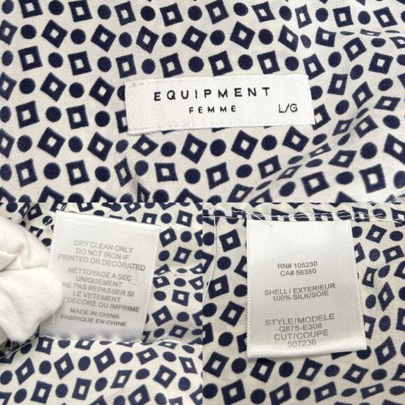 Equipment Sleeveless Geometric Print Half Button Silk Dress size Large - Picture 3 of 6